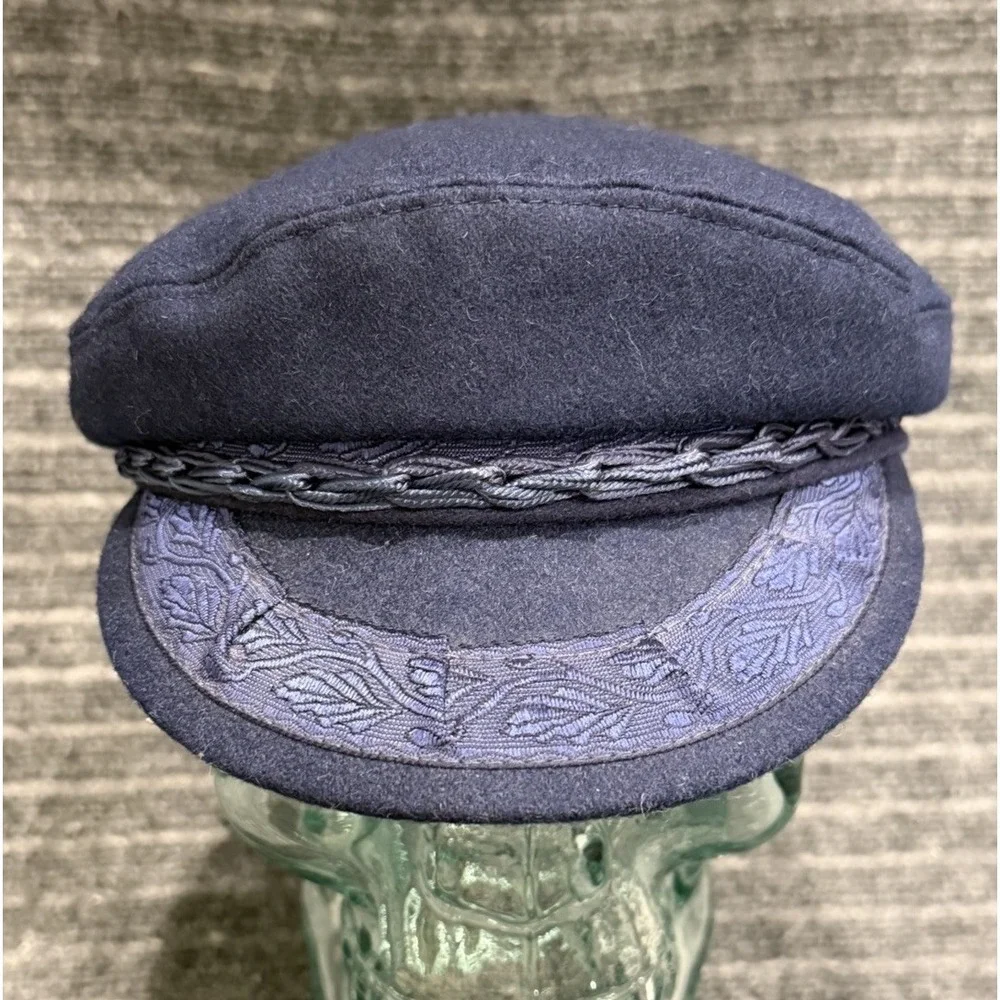 Aegean Greek Fisherman's Cap Hat Navy Blue Wool Handmade In Greece Size 7 NWT